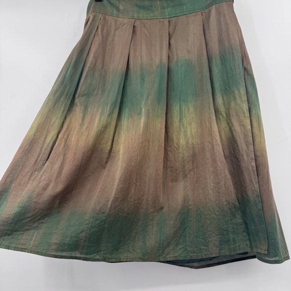Theory Skirt Women 8 Green Brown Ombre Wrap Sash Tie Preppy Artsy Boho Hippie - Picture 4 of 14